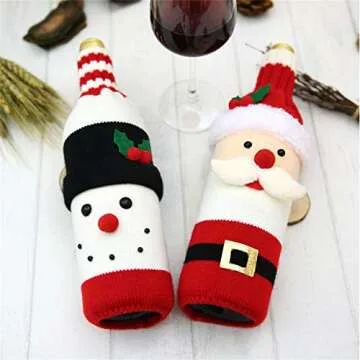 Charming Christmas Sweater Wine Bottle Covers for Gifts