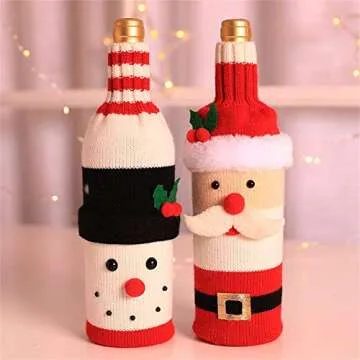 Charming Christmas Sweater Wine Bottle Covers for Gifts