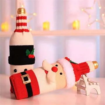 Charming Christmas Sweater Wine Bottle Covers for Gifts