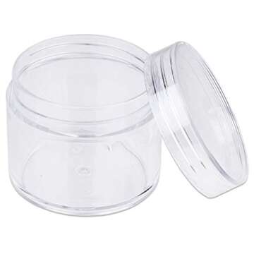 Beauticom 60 Grams/60 ML (2 Oz) Round Clear Leak Proof Plastic Container Jars with Clear Lids for Travel Storage Makeup Cosmetic Lotion Scrubs Creams Oils Salves Ointments (6 Jars)
