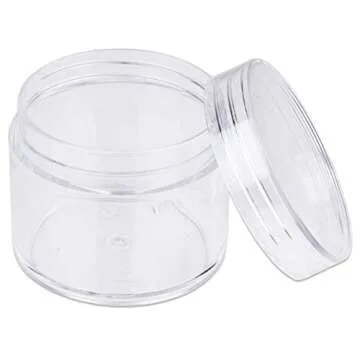 Beauticom 60 Grams/60 ML (2 Oz) Round Clear Leak Proof Plastic Container Jars with Clear Lids for Travel Storage Makeup Cosmetic Lotion Scrubs Creams Oils Salves Ointments (6 Jars)