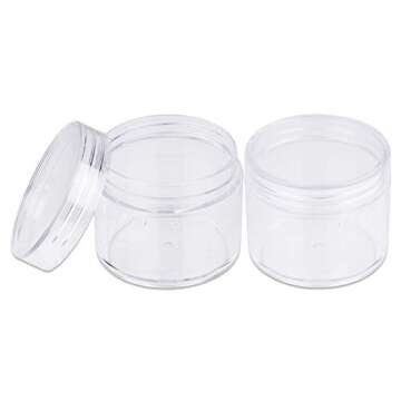 Beauticom 60 Grams/60 ML (2 Oz) Round Clear Leak Proof Plastic Container Jars with Clear Lids for Travel Storage Makeup Cosmetic Lotion Scrubs Creams Oils Salves Ointments (6 Jars)
