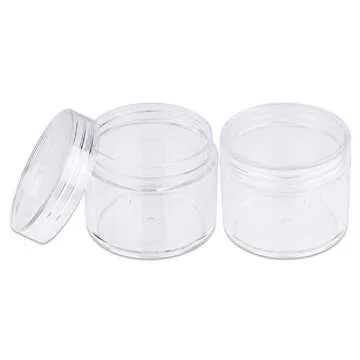 Beauticom 60 Grams/60 ML (2 Oz) Round Clear Leak Proof Plastic Container Jars with Clear Lids for Travel Storage Makeup Cosmetic Lotion Scrubs Creams Oils Salves Ointments (6 Jars)
