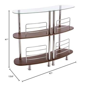 Mango Steam Contemporary Modern Home Entertainment Liquor Bar Catalina Table (Medium, Clear and Brow...