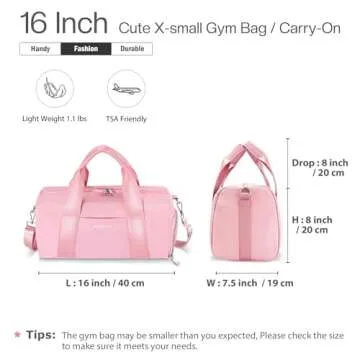 PHSYNI Compact Sports Gym Bag for Women Girls, Cute Mini Duffle Bag with Wet Pocket & Shoes Compartm...