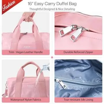 PHSYNI Compact Sports Gym Bag for Women Girls, Cute Mini Duffle Bag with Wet Pocket & Shoes Compartment, Personal Item Travel Workout Bag, 16"-Small, Pink