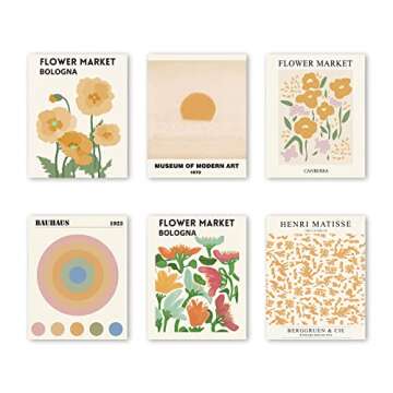 InSimSea Flower Market Posters Wall Art Prints - Set of 6 Floral Art Poster Botanical Plant Artwork ...