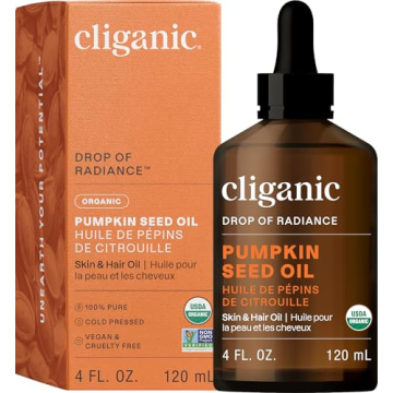 Cliganic Organic Pumpkin Seed Oil, 100% Pure - For Face & Hair | Natural Cold Pressed Unrefined (Pac...