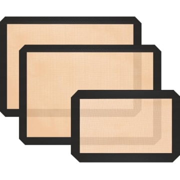 Silicone Baking Mat, 3 Pack Reusable Baking Mat, Non-Stick, Food Safe Silicone Mats for Baking, Oven...