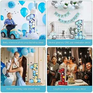 JoyBox Design 3FT Mosaic Balloon Frame Number 1 Light Up Numbers Pre-Cut Kit Thick Foam Board Decoration for Birthdays Anniversary Baby Shower