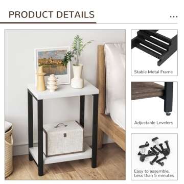 Acovy Solid Wood End Tables – Elegant & Durable Two-Tier Design