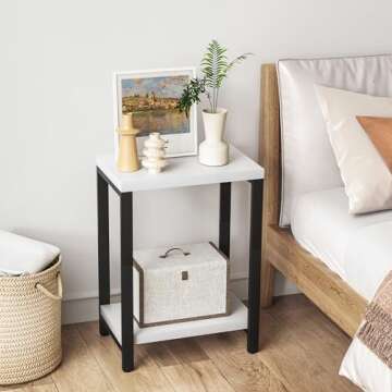 Acovy Solid Wood End Tables – Elegant & Durable Two-Tier Design