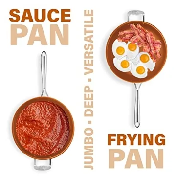 Gotham Steel Nonstick Deep Saute Pan with Lid – 5.5 Quart Large Ceramic Jumbo Cooker 12 Inch Frying Pan with Lid, Stay Cool Handle + Helper Handle, Oven & Dishwasher Safe, 100% PFOA Free