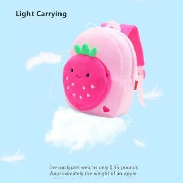 Yvechus Toddler Backpack Zoo Plush Mini Daypack Animal Cartoon Travel Bag for Baby Girl Boy (Strawberry)