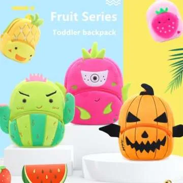 Yvechus Toddler Backpack Zoo Plush Mini Daypack Animal Cartoon Travel Bag for Baby Girl Boy (Strawberry)