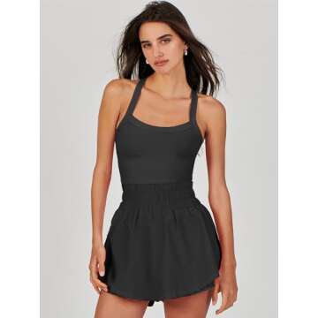 ANRABESS Womens Mini Tennis Dresses Skort Summer Sleeveless One Piece Workout Romper Dress with Shor...