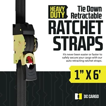 Heavy Duty Retractable Ratchet Straps - 4 Pack