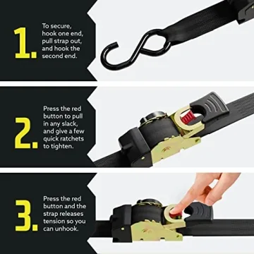 Heavy Duty Retractable Ratchet Straps - 4 Pack