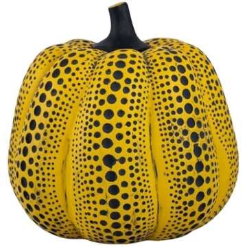 LXCMV Yayoi Kusama Style Polka Dot Pumpkin Decoration, 7.3 x 7.9 inches, 4 Color Options (Yellow)