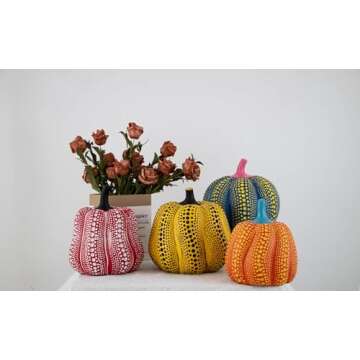 LXCMV Yayoi Kusama Style Polka Dot Pumpkin Decoration, 7.3 x 7.9 inches, 4 Color Options (Yellow)