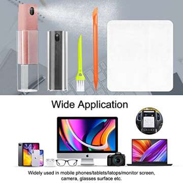 DauMeiQH Screen Cleaner Spray and Wipe 2 Pcs, Car Screen Cleaner for Laptop, Computer Screen Cleaner for Smart TV, Electronic Screen Mist Cleaning Kit for iPad, iPhone, Mac, Tablet, Monitor - PinkGrey