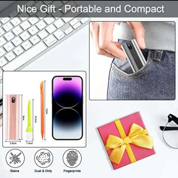 DauMeiQH Screen Cleaner Spray and Wipe 2 Pcs, Car Screen Cleaner for Laptop, Computer Screen Cleaner for Smart TV, Electronic Screen Mist Cleaning Kit for iPad, iPhone, Mac, Tablet, Monitor - PinkGrey