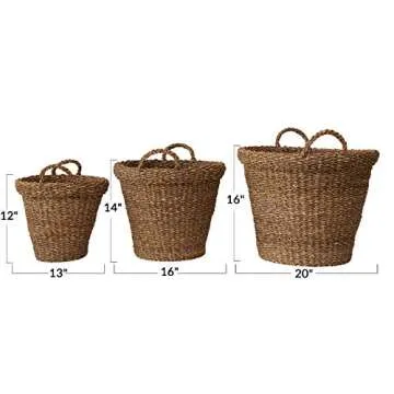 Creative Co-Op Hand-Woven Seagrass Baskets Set of 3