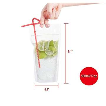 100Pcs Drink Pouches - Versatile Drink Containers with Straws for Parties