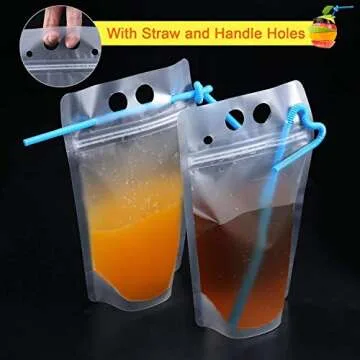 100Pcs Drink Pouches with Colorful Straws for All Events