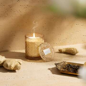 LA JOLIE MUSE Ginger & White Musk Scented Candles, Winter Candles for Home Scented, Luxury Candles G...