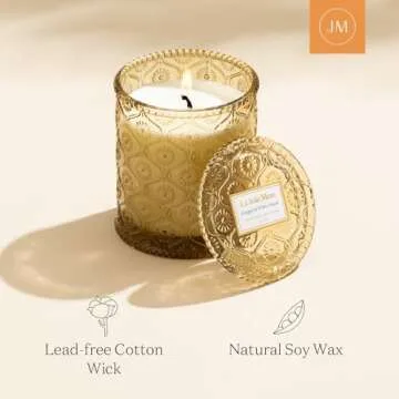 LA JOLIE MUSE Ginger & White Musk Scented Candles, Winter Candles for Home Scented, Luxury Candles Gifts for Women, Holiday Ginger Candle, Natural Soy Wax Candle, 6 oz 40 Hours Burn