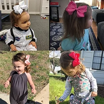 WillingTee Hair Bows for Girls - 40 Colors 4.5 Inch Clips