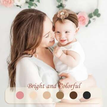 Seiolieliou Handmade Flower Headbands Set for Baby Girls, Newborns, and Infants - Cute Nylon Hair Ac...