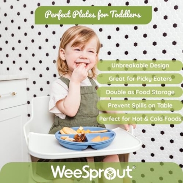 WeeSprout Silicone Plates for Toddler Feeding & Fun Dinners