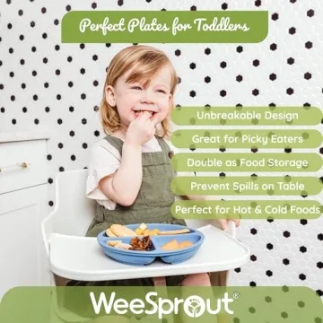 WeeSprout Silicone Plates for Toddler Feeding & Fun Dinners