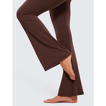 CRZ YOGA High Waist Crossover Flare Leggings for Women 31" - Bootcut Bell Bottoms V Cross Yoga Pants Taupe Small