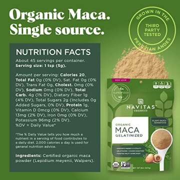 Navitas Organics Maca Gelatinized Powder, 8 oz. Bag, 45 Servings — Organic, Non-GMO, Gluten-Free, 12-003