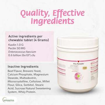 Pro-Pectalin Chewable Tablets for Dogs & Cats, Helps Relieve Occasional Diarrhea in Cats and Dogs, Situational Diarrhea Relief with Kaolin and Pectin, Contains Beneficial Probiotic Bacteria, 250ct