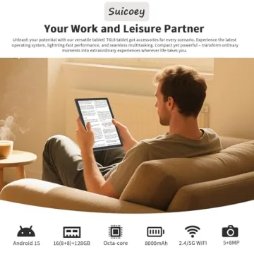 Suicoey Android 15 Tablet with Keyboard - 10 inch, 16GB RAM, 128GB Storage, Octa-Core Performance, L...