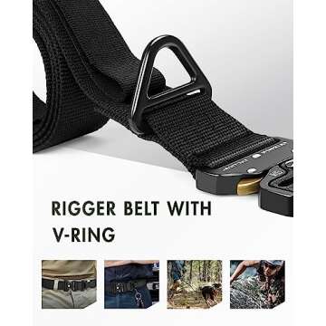FAIRWIN Tactical Rigger Belt, 1.7 Inches Mens Nylon Webbing Utility Belt with V-ring Heavy-Duty Quick-Release Buckle