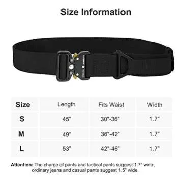 FAIRWIN Tactical Rigger Belt, 1.7 Inches Mens Nylon Webbing Utility Belt with V-ring Heavy-Duty Quick-Release Buckle