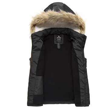 wantdo Women's Winter Vest Thicken Black Puffer Vest with Hood (Black, Small)