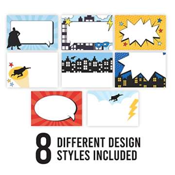 Hadley Designs 56 Superhero Name Tags for Classroom-Self Adhesive Sticker Name Tags for Kids, Name L...