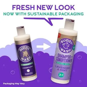 Buddy Wash 2-in-1 Dog Shampoo and Conditioner for Dog Grooming, Lavender & Mint, 16 oz. Bottle