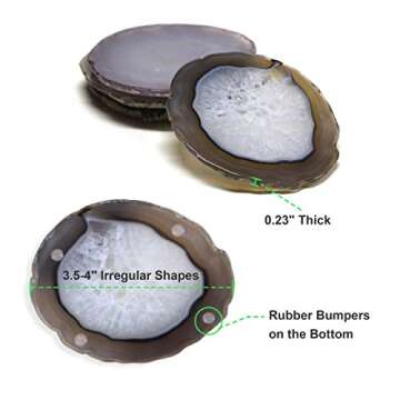 FOLKOR LIFE Natural Agate Coasters for Drinks, Geode Stone Coasters Agate Slices Set of 4 Gemstone Drinkware Bar Glass Coasters for Coffee Table, 3.5-4" Agate Decor for Home Housewarming Gift Birthday