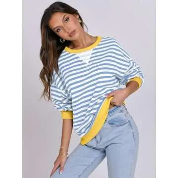 Trendy ANRABESS Striped Oversized Sweatshirt for Fall