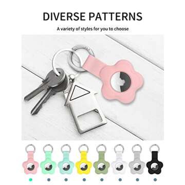 [2 Pack] Vozehui Airtag Keychain Flower Case for AirTag Tracker,Protective AirTag Holder with Anti-Lost Keychain,Anti-Drop Scratch Airtag Holder Keychain Accessories for Kids Pets Backpacks