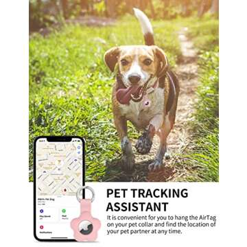 [2 Pack] Vozehui Airtag Keychain Flower Case for AirTag Tracker,Protective AirTag Holder with Anti-Lost Keychain,Anti-Drop Scratch Airtag Holder Keychain Accessories for Kids Pets Backpacks