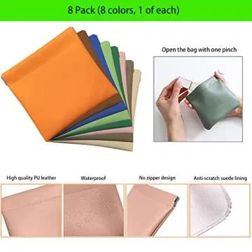 Glorihoby 8 Pack Pocket Cosmetic Bags - Durable Squeeze Top Makeup Pouches