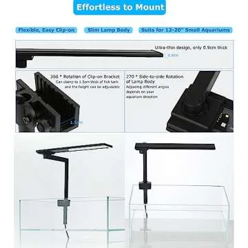 Zingbabu 20W Full Spectrum LED Clip On Fish Tank Lights